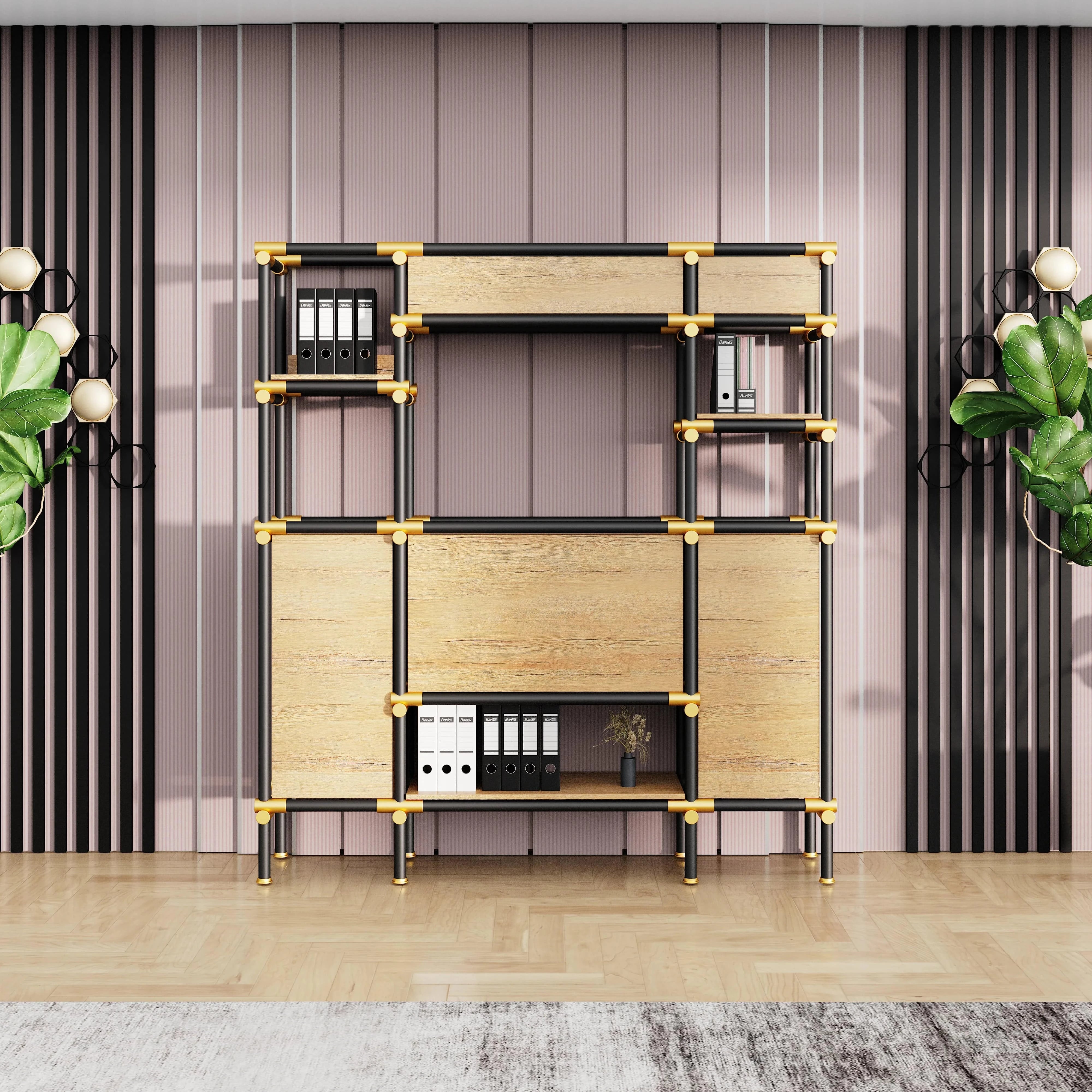 Nathaniel · 71″W Open Display Office Shelves & Storage
