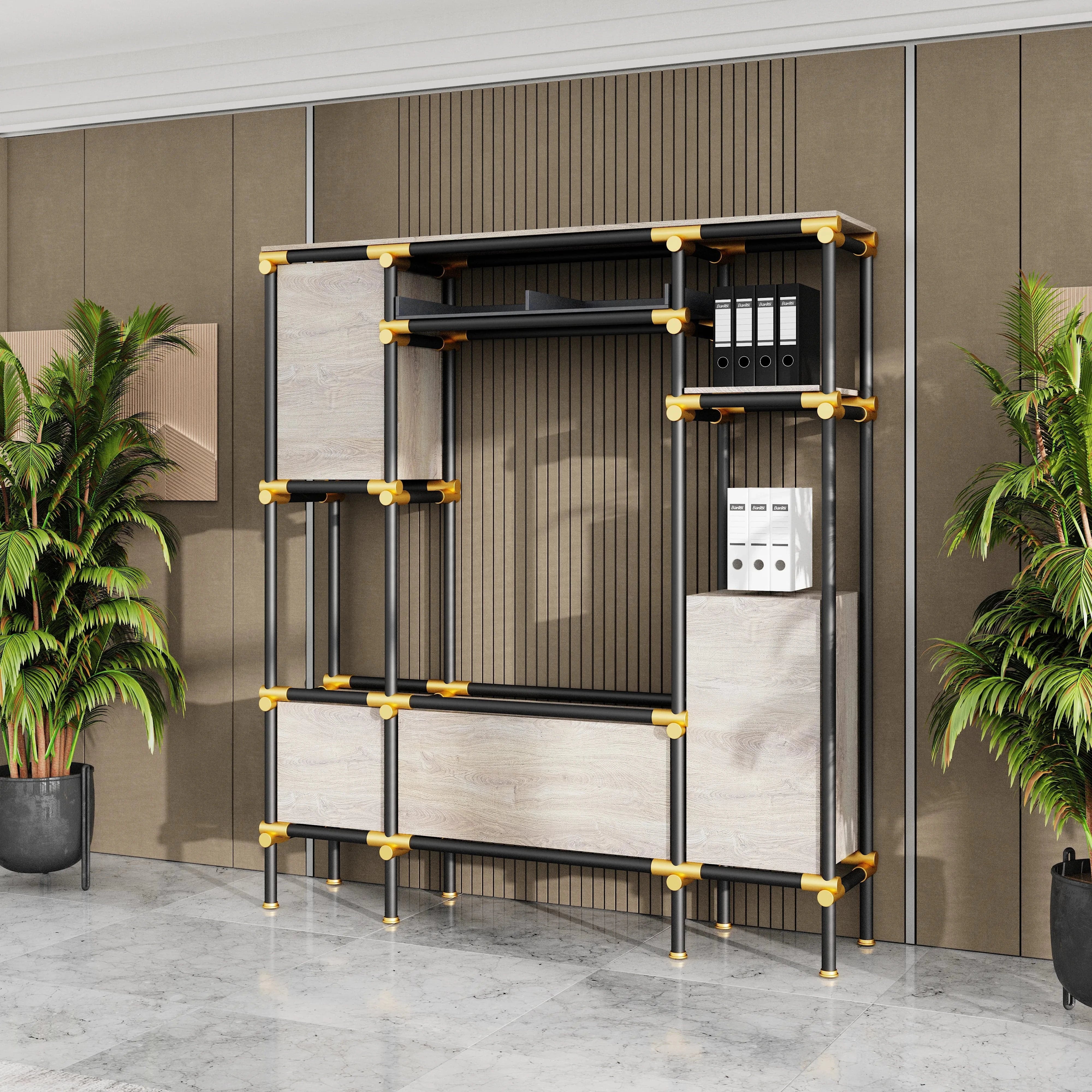 Nathaniel · 71″W Open Display Office Shelves & Storage