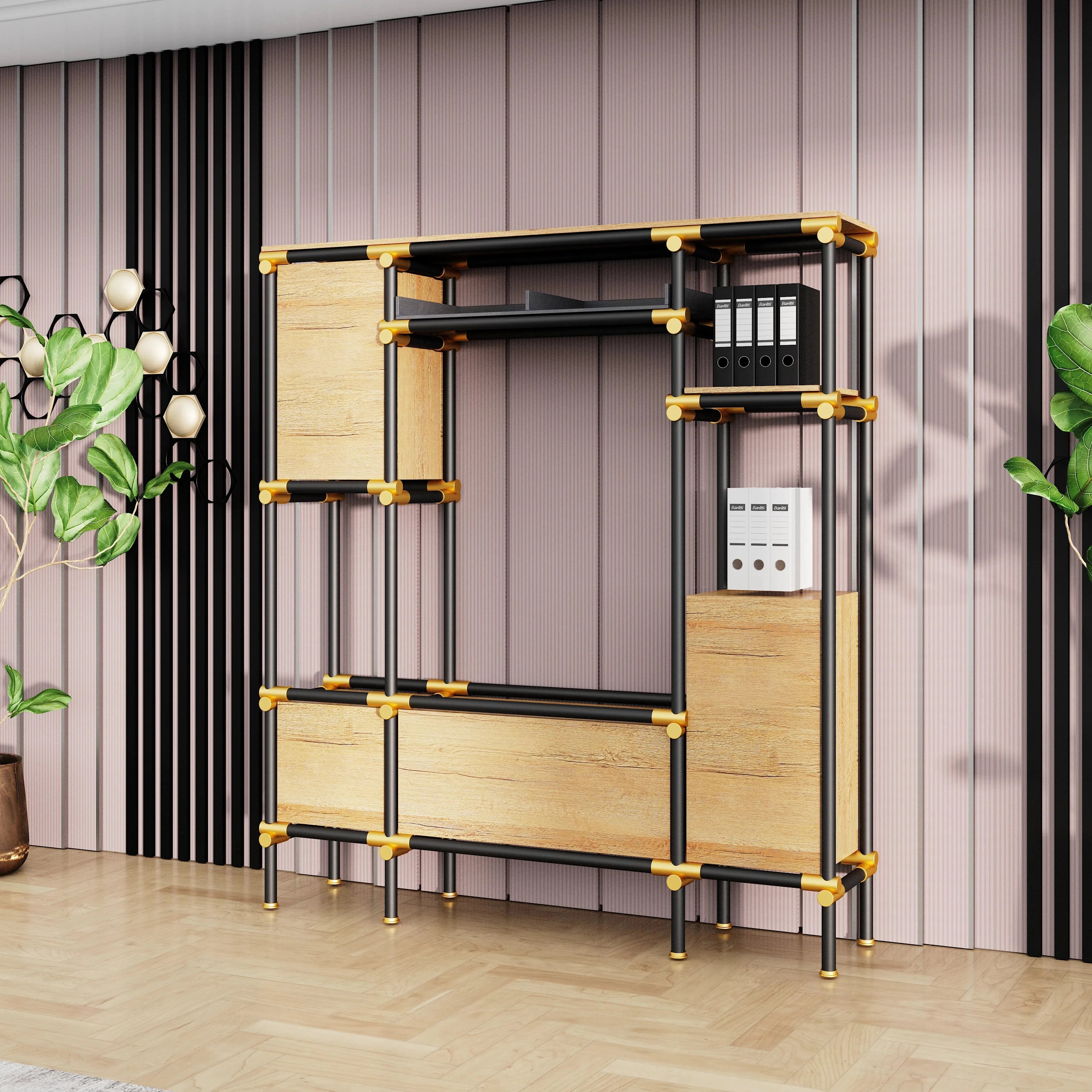 Nathaniel · 71″W Open Display Office Shelves & Storage
