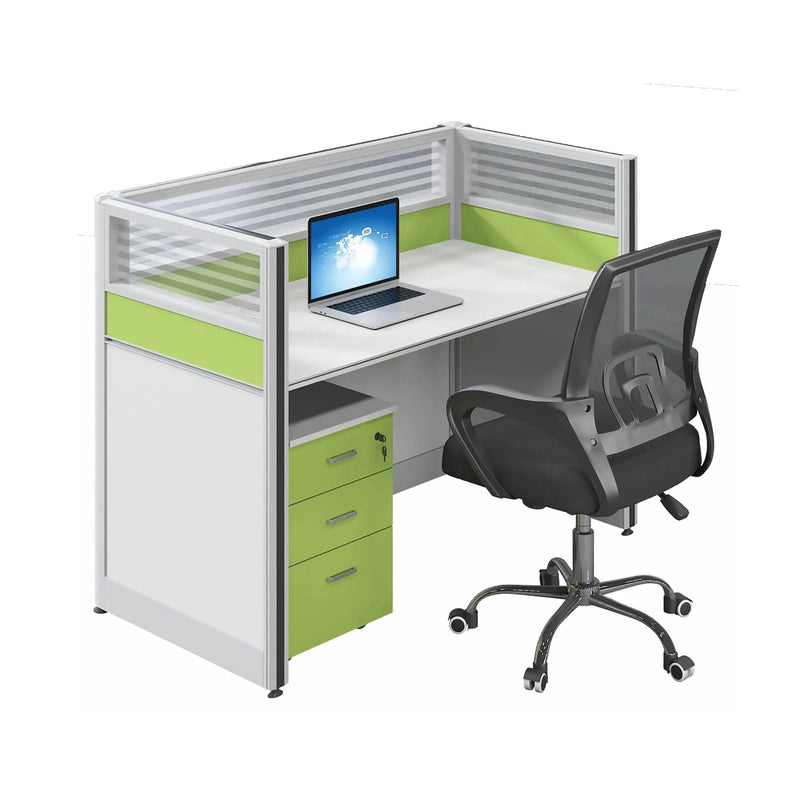 Estación de trabajo de oficina con cubículo rectangular verde Nieves de 51 a 198