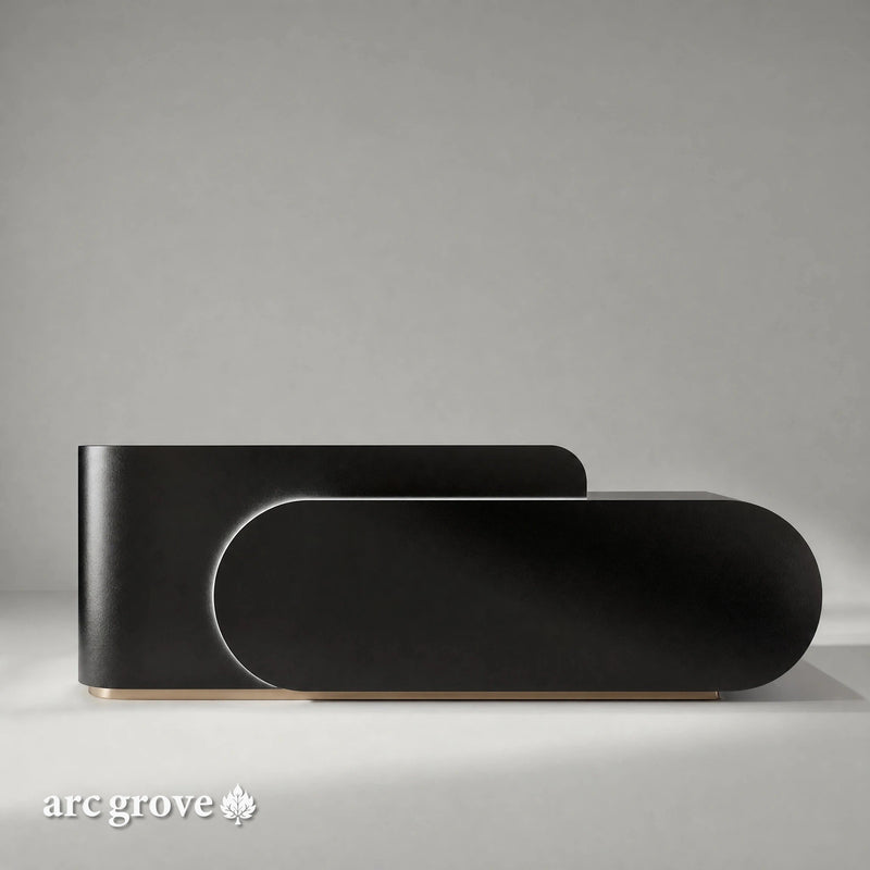 Odette desk in glossy black, left configuration