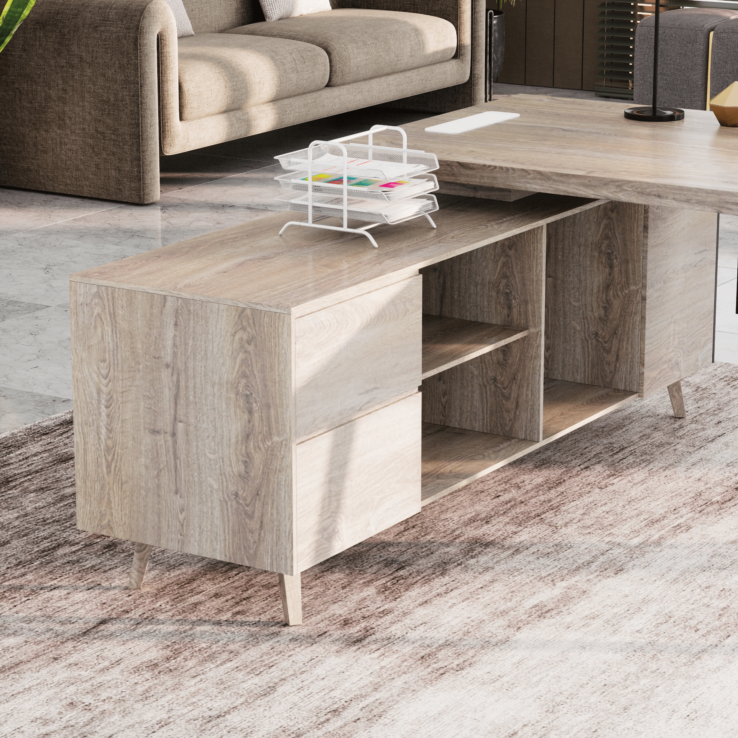 Pacific · Modern L-Shaped Executive Desk