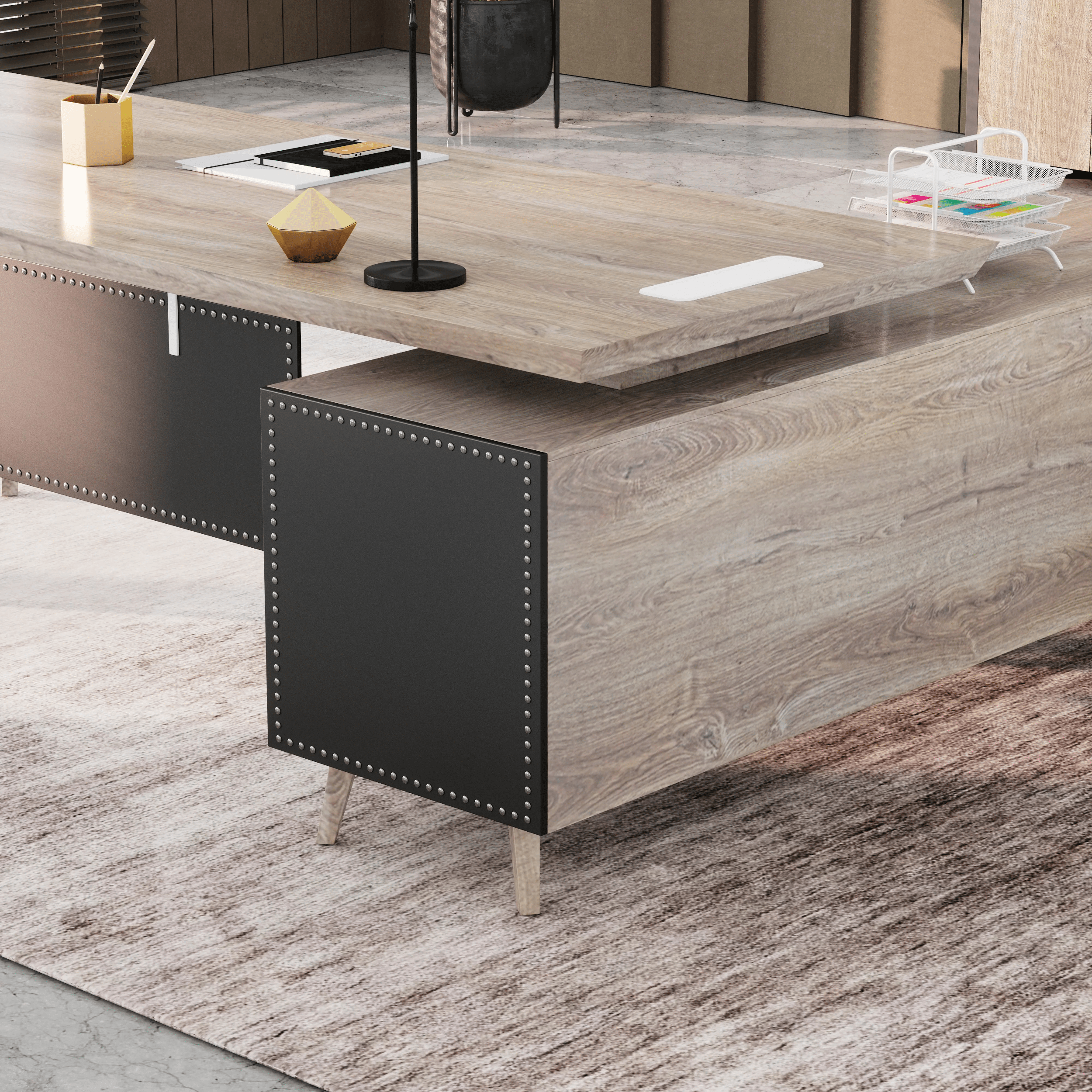 Pacific · Modern L-Shaped Executive Desk