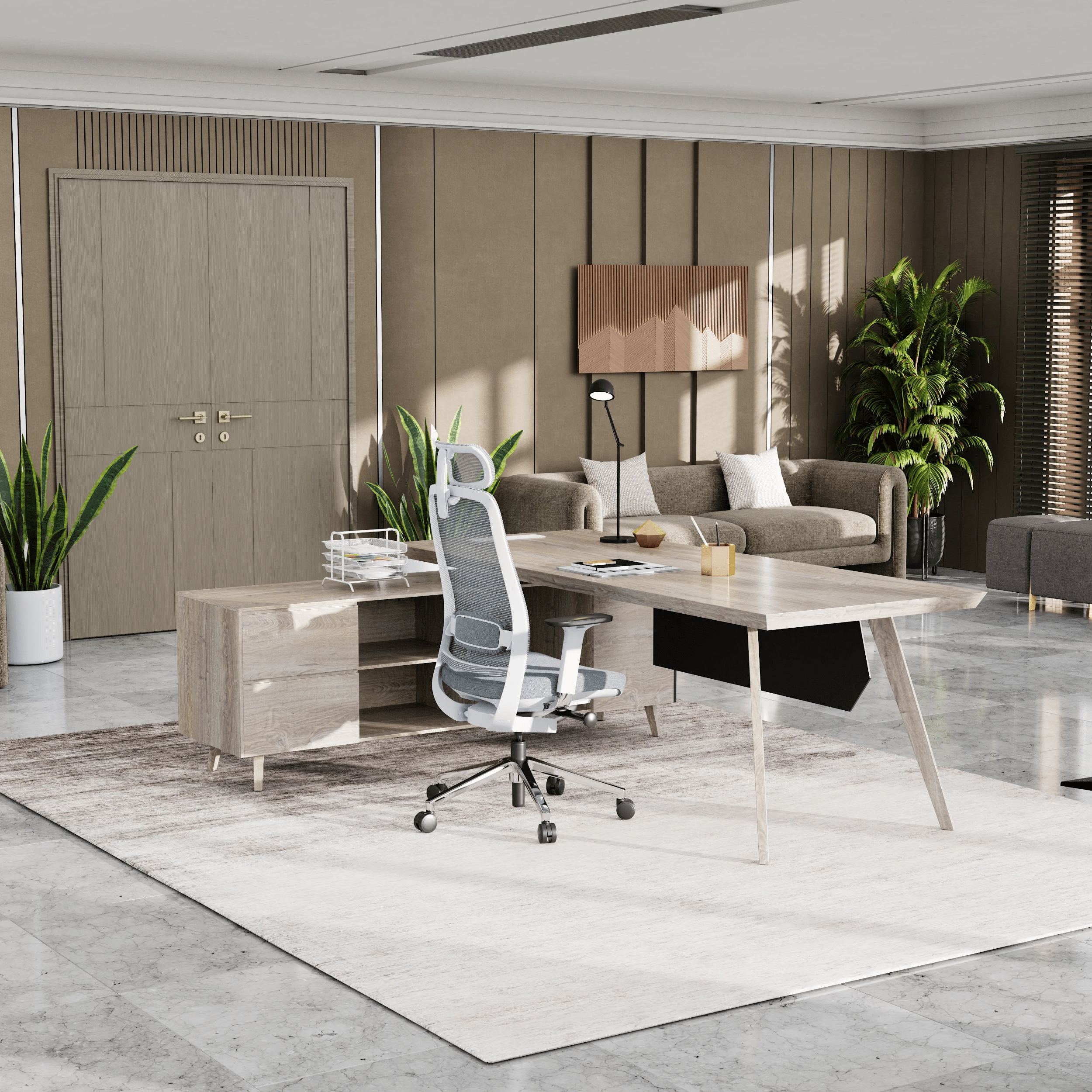 Pacific · Modern L-Shaped Executive Desk