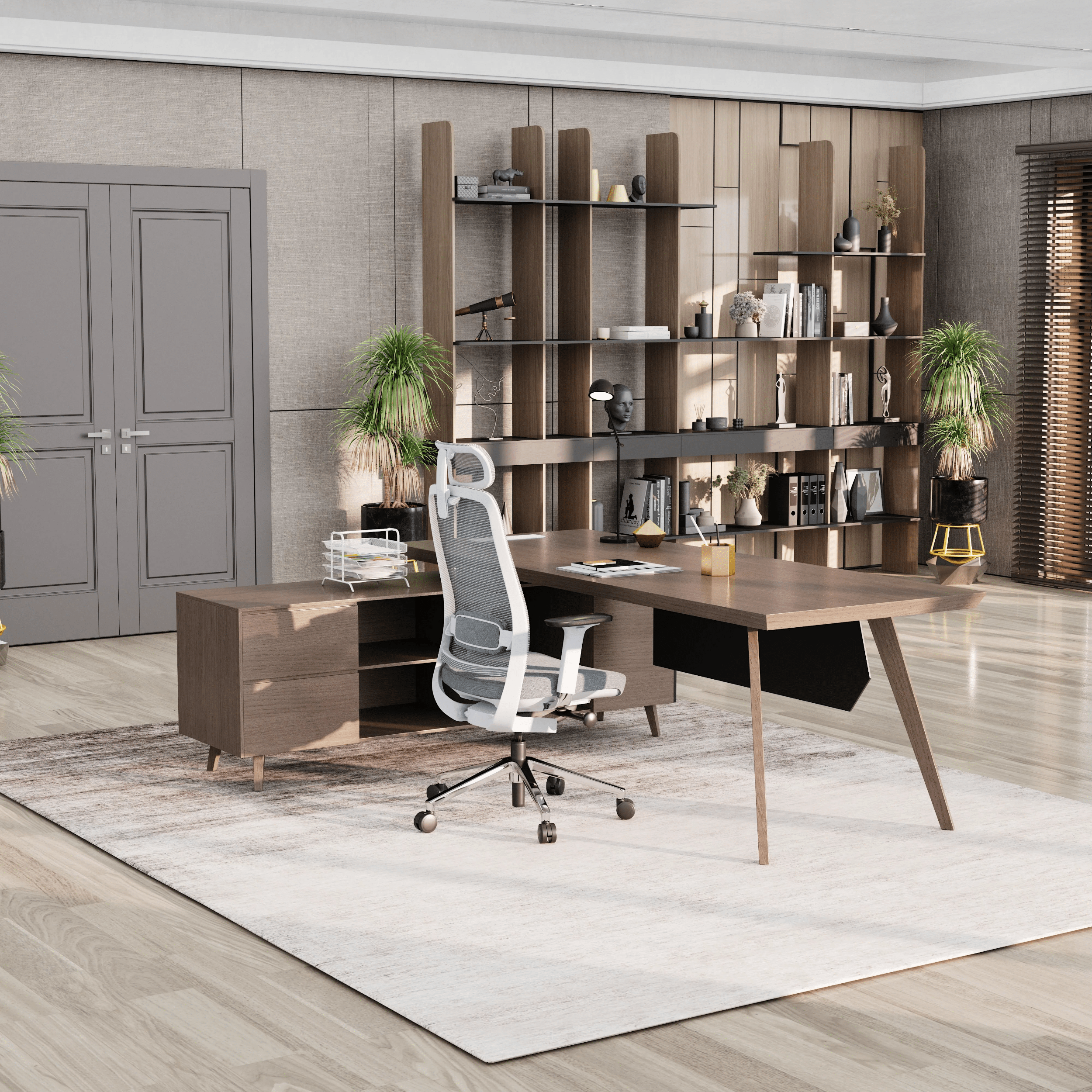 Pacific · Modern L-Shaped Executive Desk