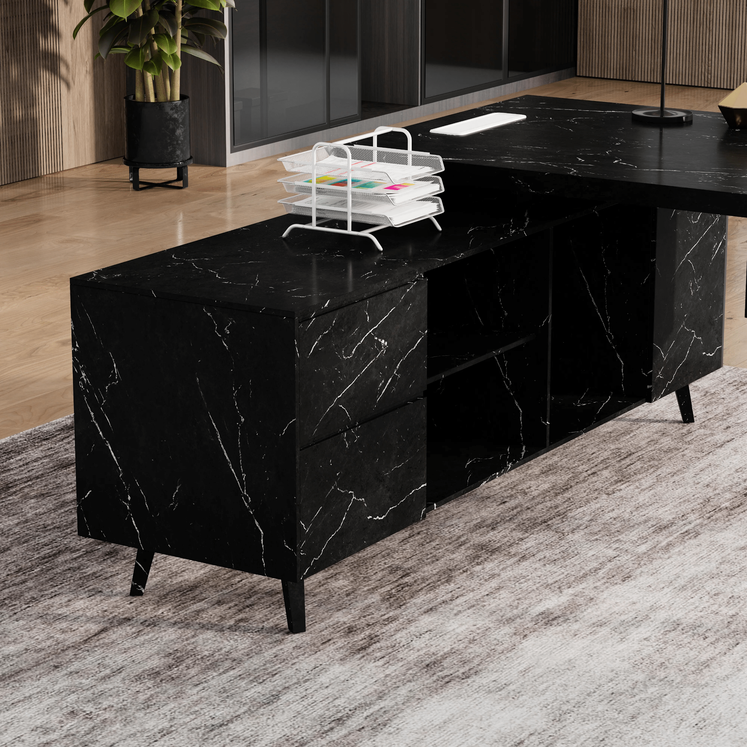 Pacific · Modern L-Shaped Executive Desk