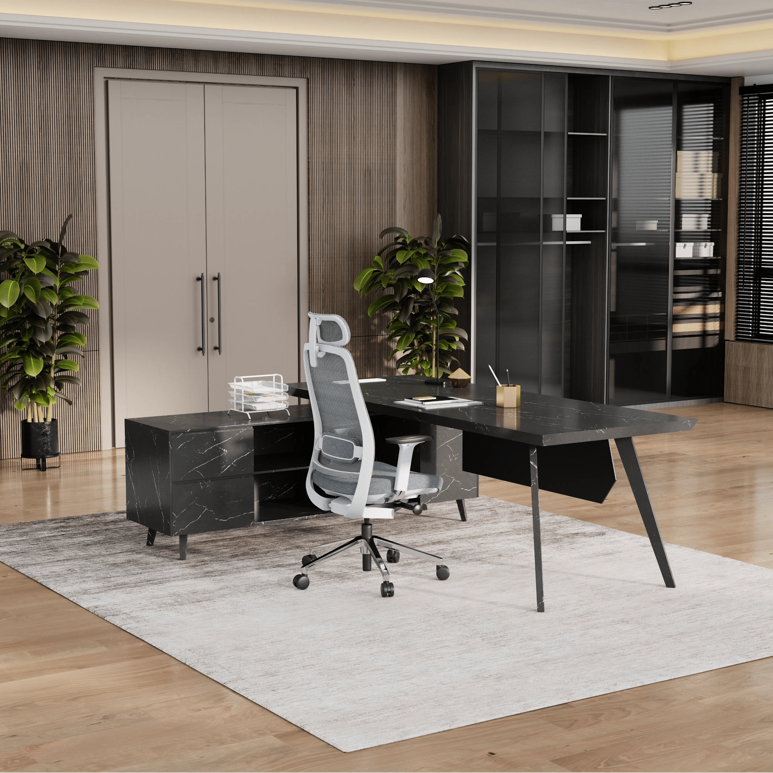 Pacific · Modern L-Shaped Executive Desk