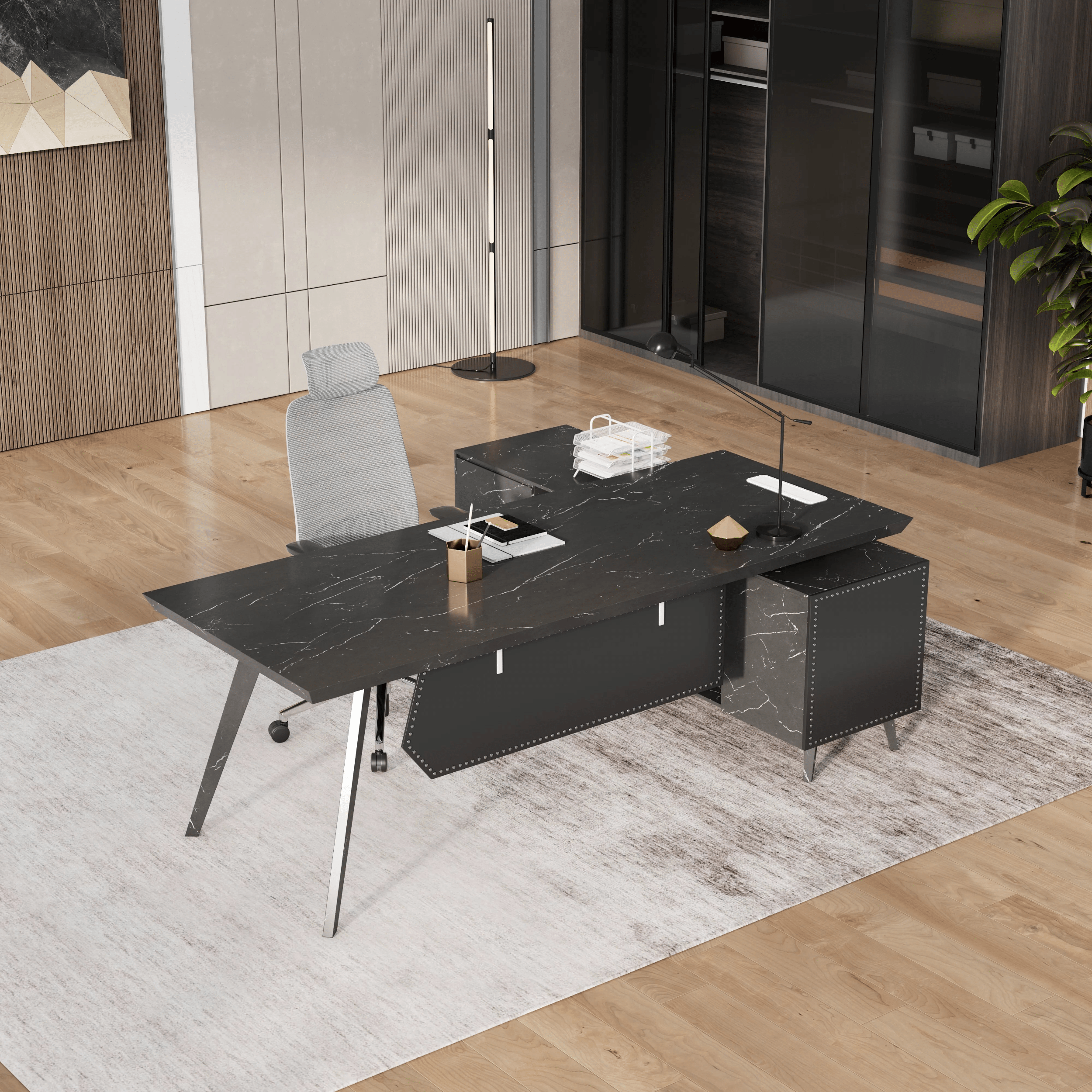 Pacific · Modern L-Shaped Executive Desk
