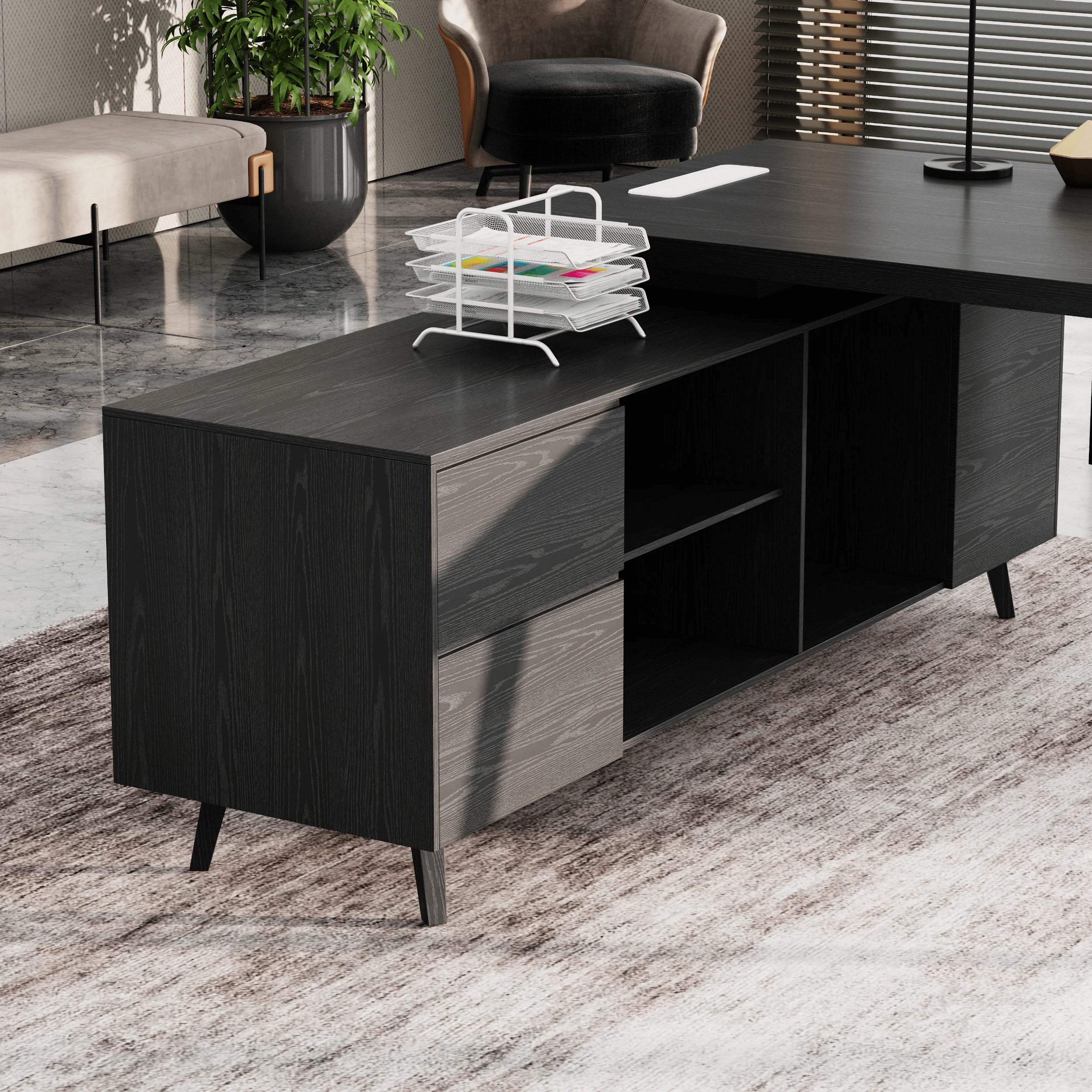 Pacific · Modern L-Shaped Executive Desk
