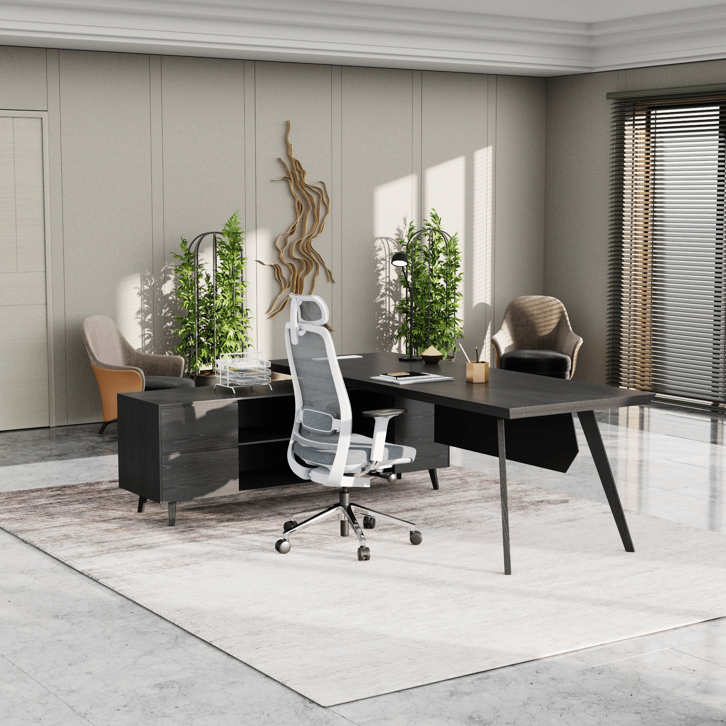 Pacific · Modern L-Shaped Executive Desk