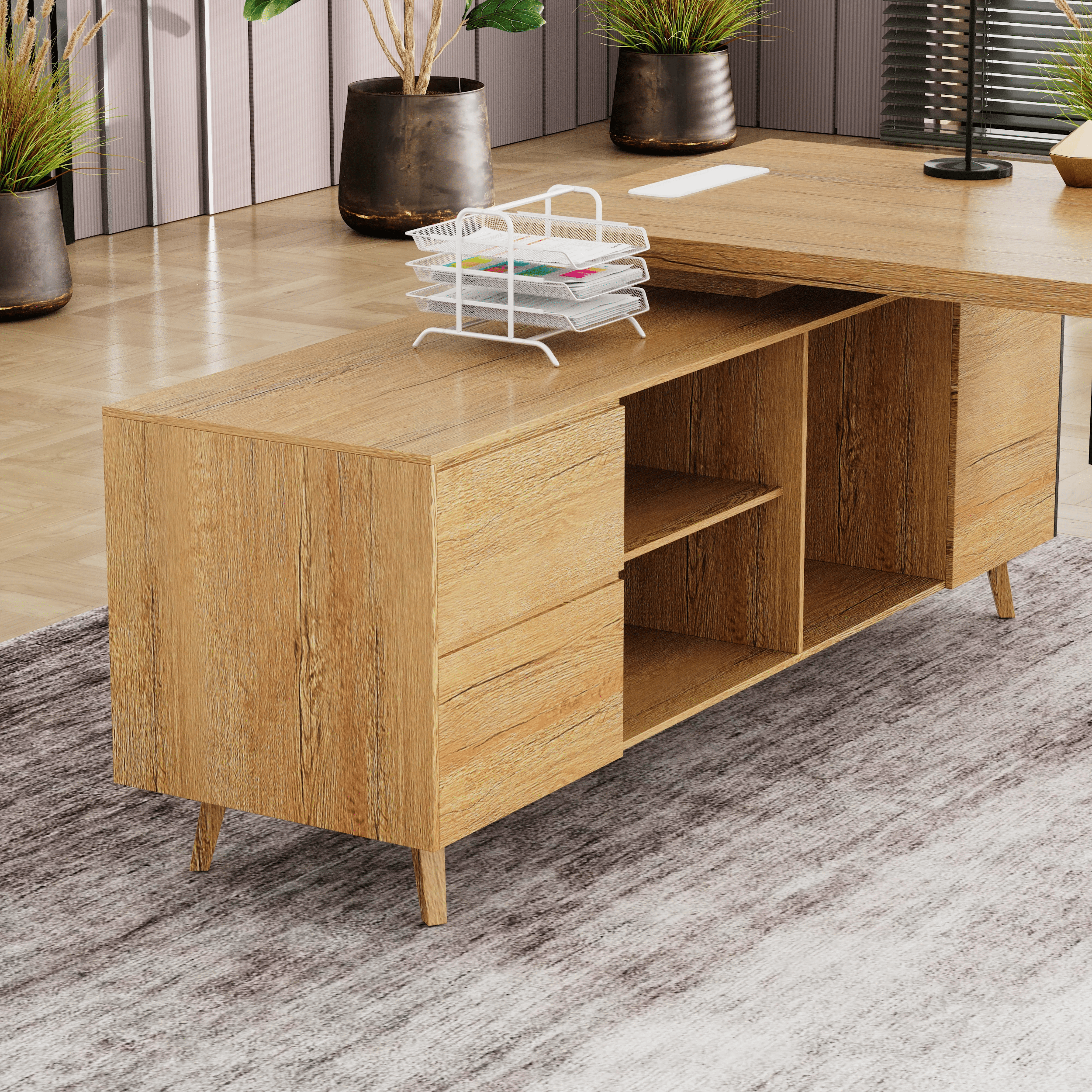 Pacific · Modern L-Shaped Executive Desk