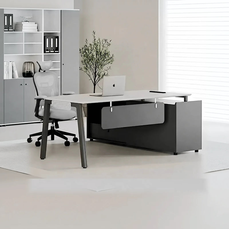 Pickett manager desk with side storage in a bright team office