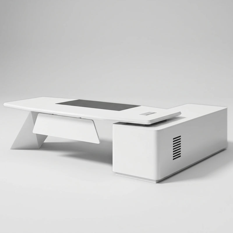Turing · White L-Shaped Executive Desk