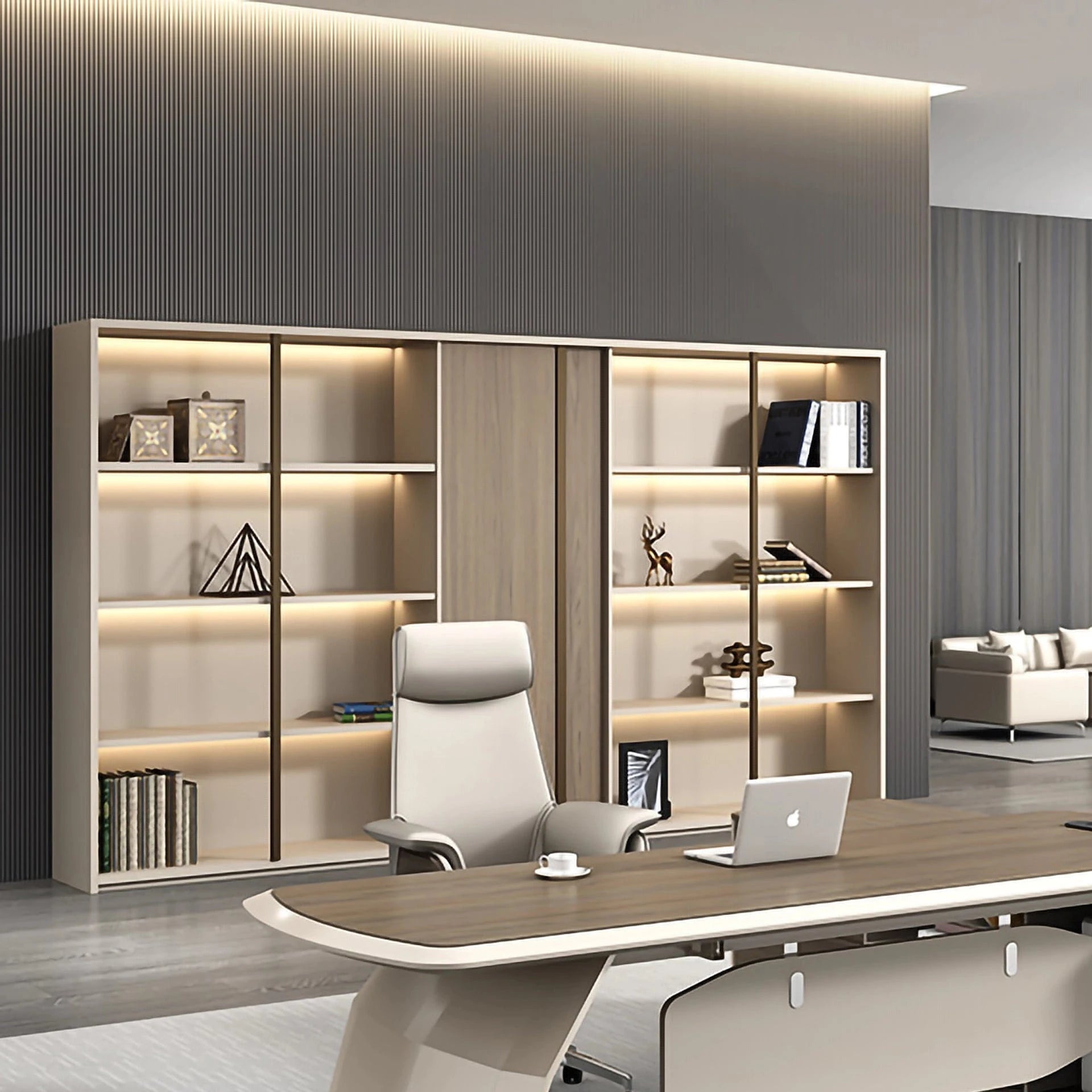 Razeon · Office Shelves w/ Lighting & Storage