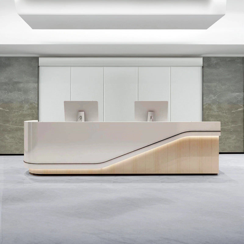 Mostrador de recepción rectangular blanco Roen de 142 a 165