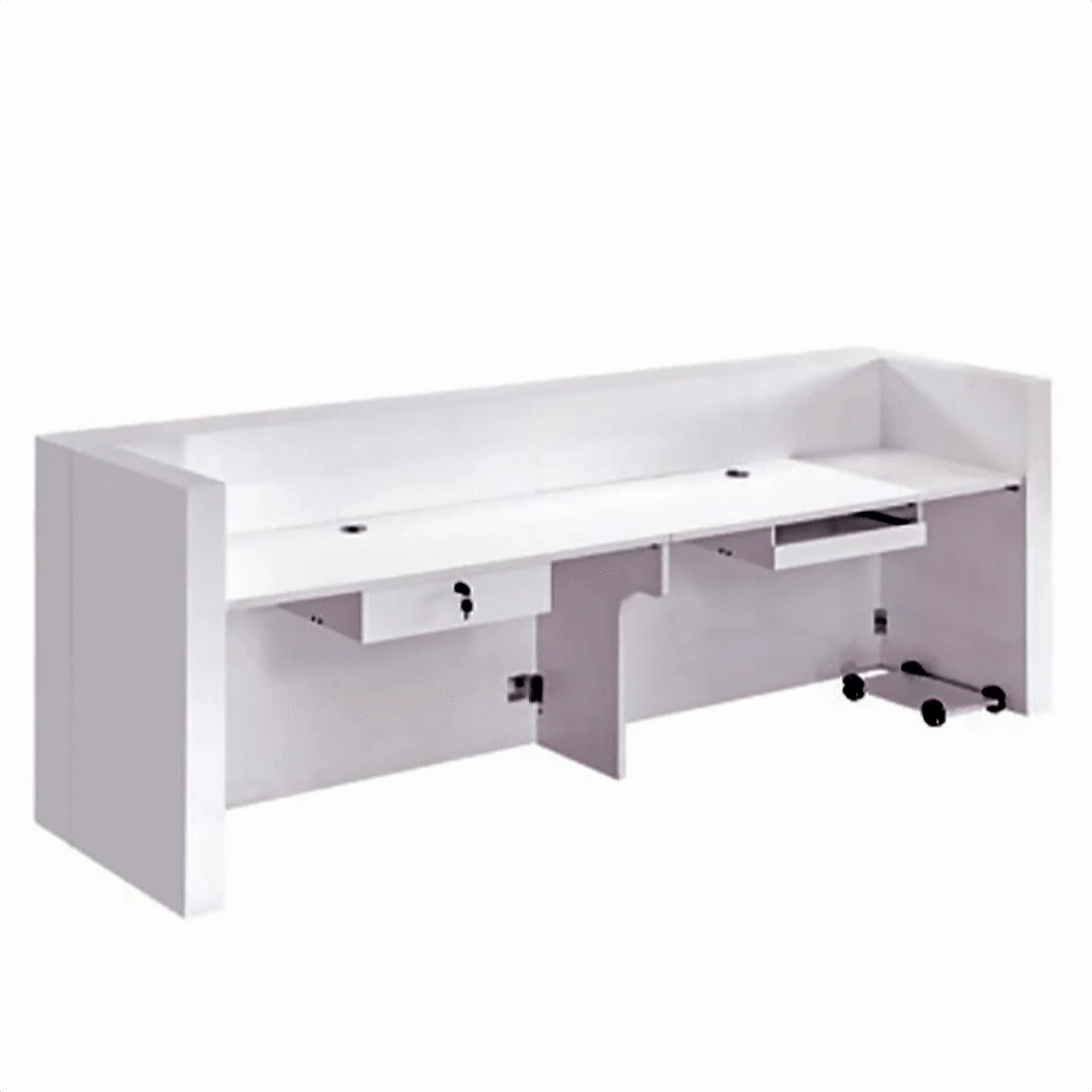 Mostrador de recepción rectangular blanco Roen de 142 a 165