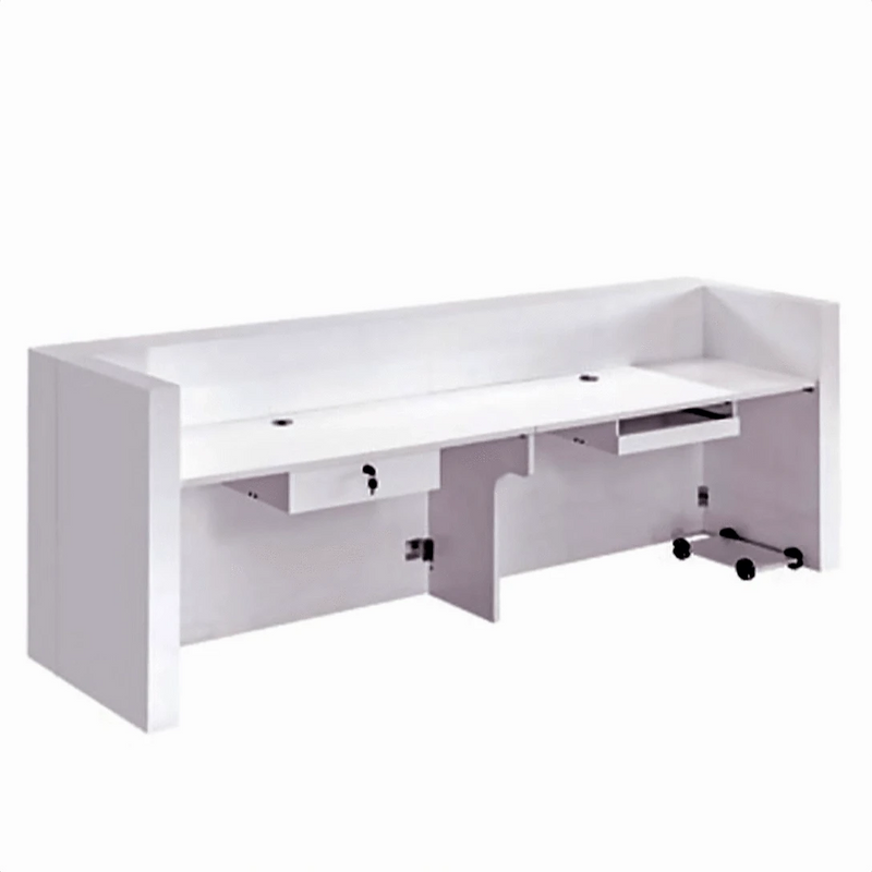 Mostrador de recepción rectangular blanco Roen de 142 a 165