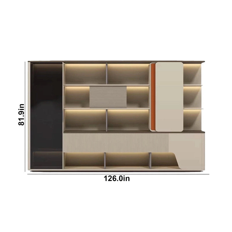 Ryan · Modern Office Shelves w/ Lighting, Storage