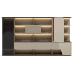 Estantería de pared para biblioteca color beige Ryan de 94-142" | AF Legend Hestia JY-FYB01-6