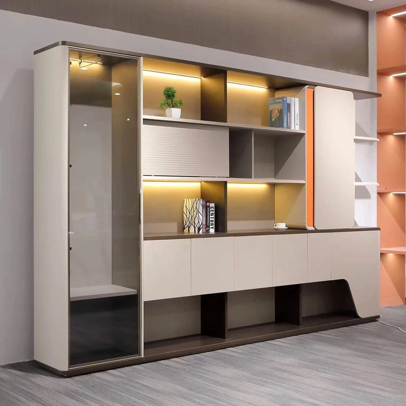 Ryan · Modern Office Shelves w/ Lighting, Storage