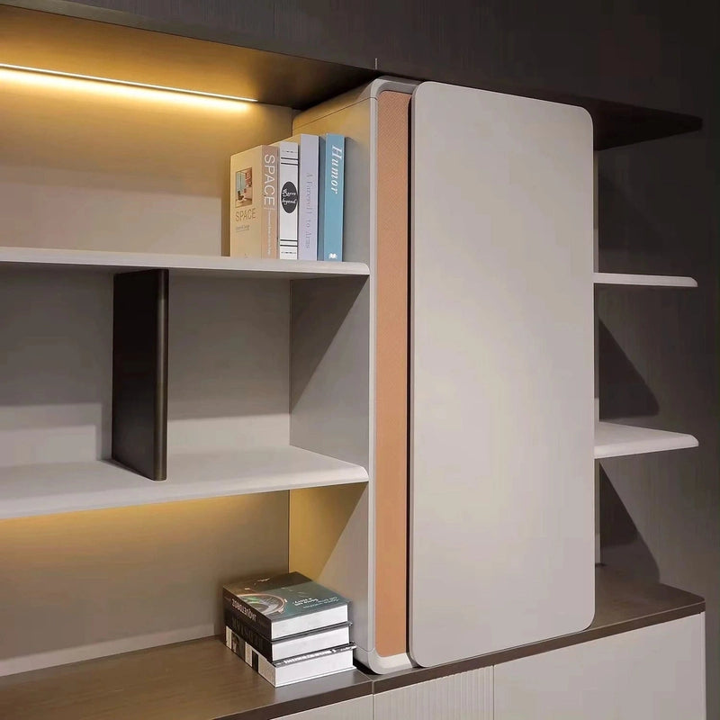 Ryan · Modern Office Shelves w/ Lighting, Storage