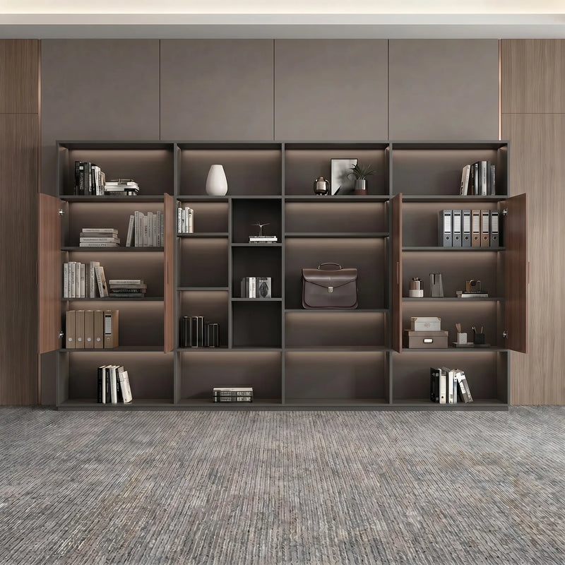 August · Office Shelves w/ Integrated Lighting & Storage