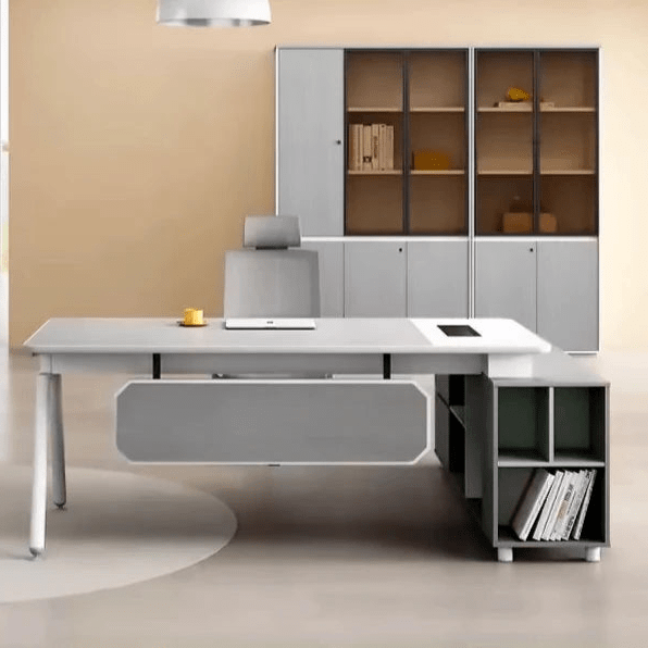 Escritorio ejecutivo en forma de L gris Sienna de 63-71