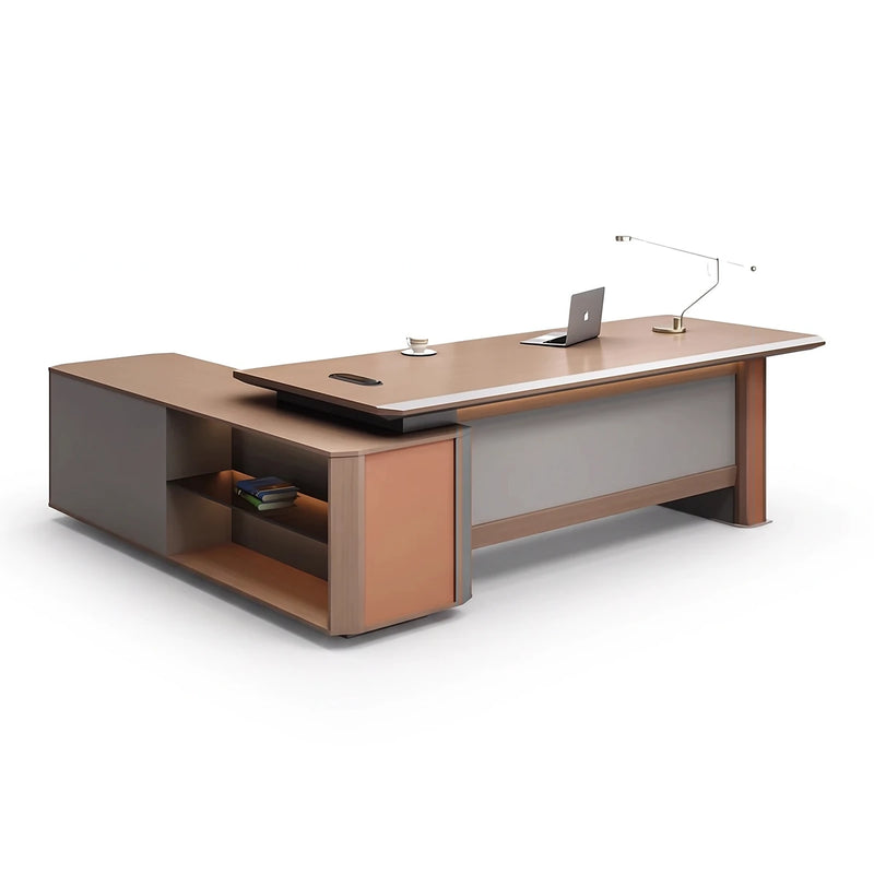 Walsh desk with open return shelf, floating view