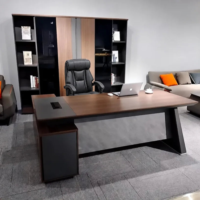 Slater desk with computer in a loft office with sofa