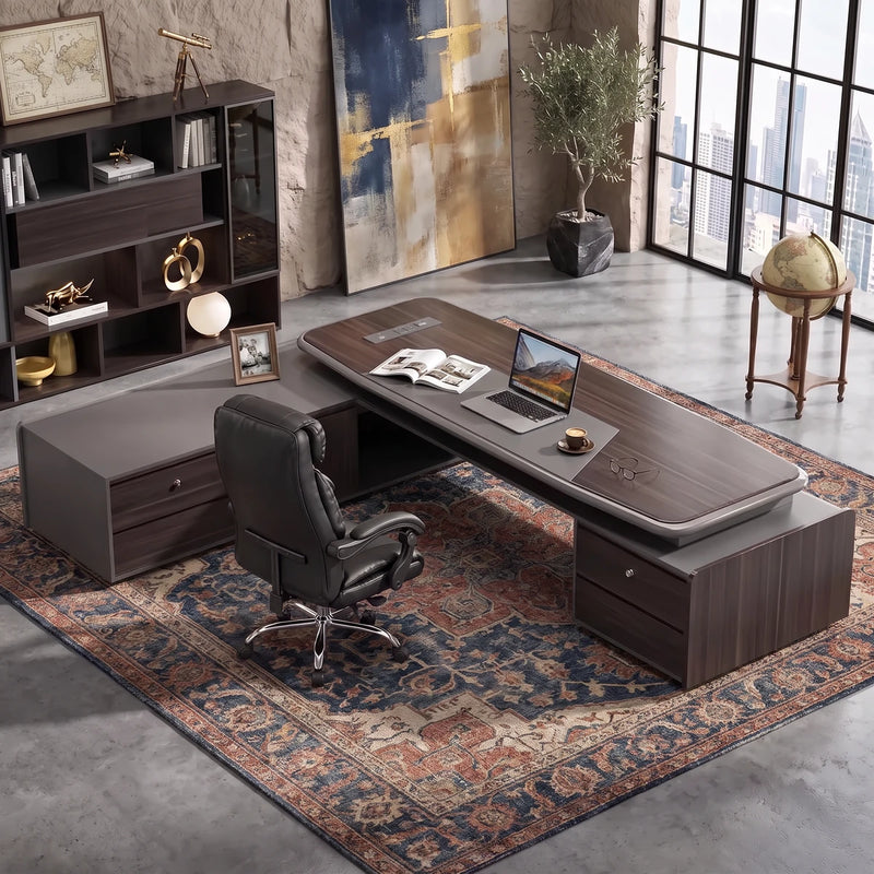 Stellan desk from above on the user's side, in a tower office