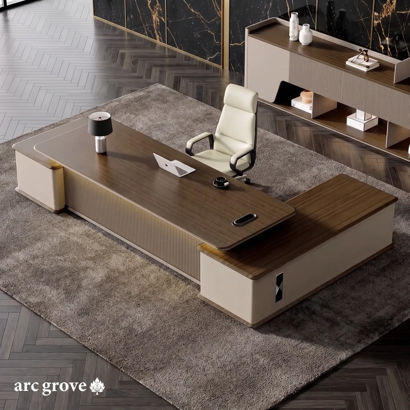 Sussex executive desk seen from above, mirrored layout