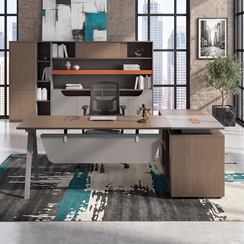 Tasker desk in a stone tower office with a city view, photo 4