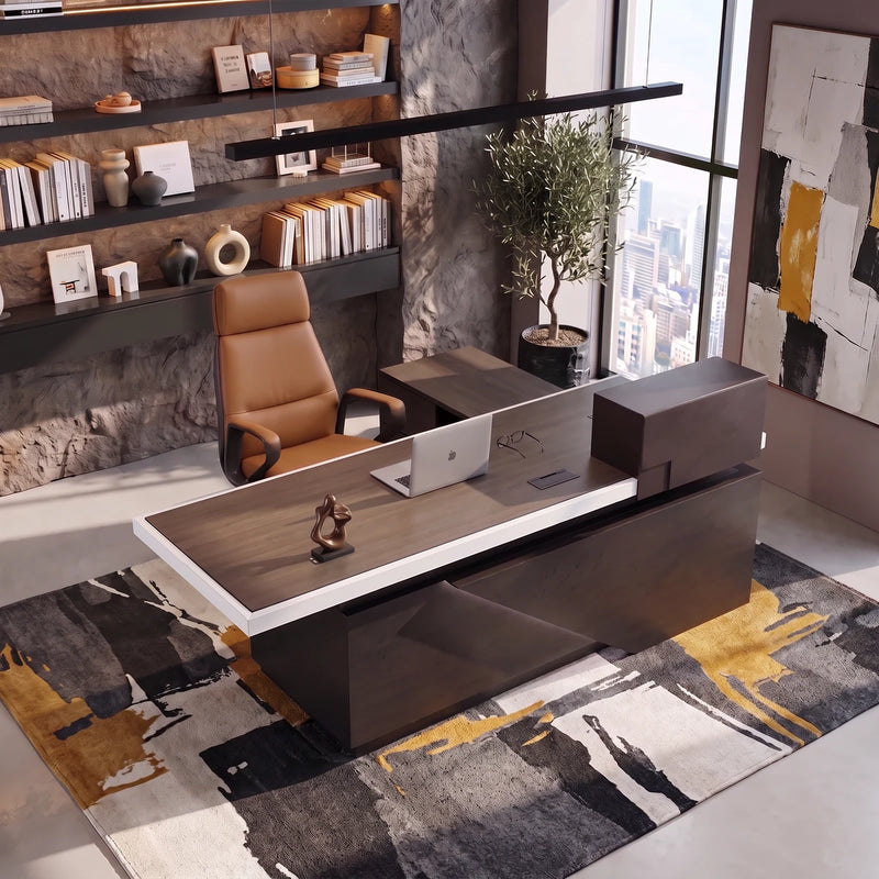Taunton desk, other return, in a stone tower office