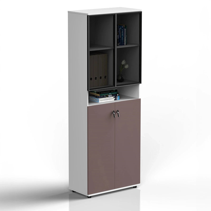 Tosca ยท Office Cabinet w/ Glass Panel Display Shelves