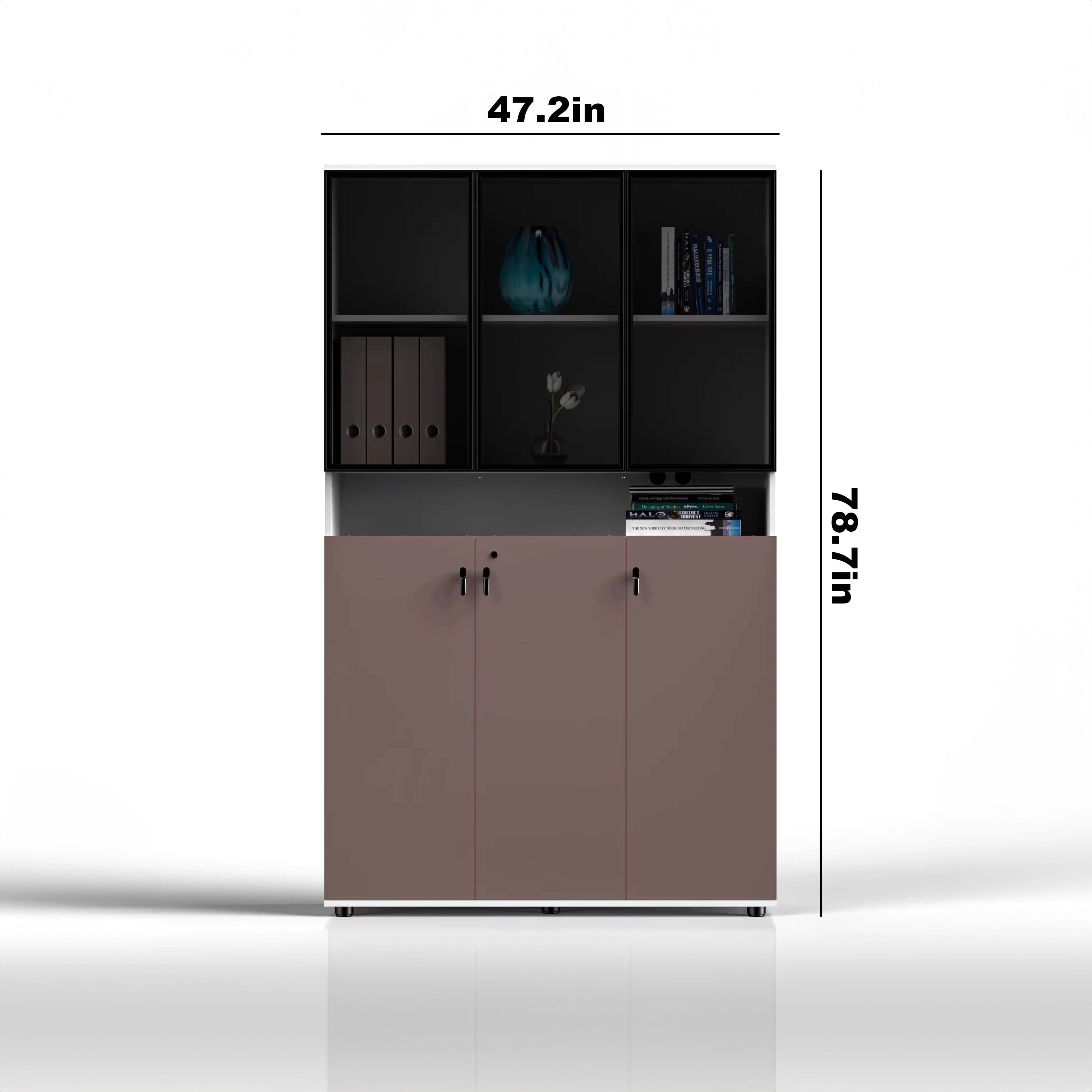 Tosca ยท Office Cabinet w/ Glass Panel Display Shelves