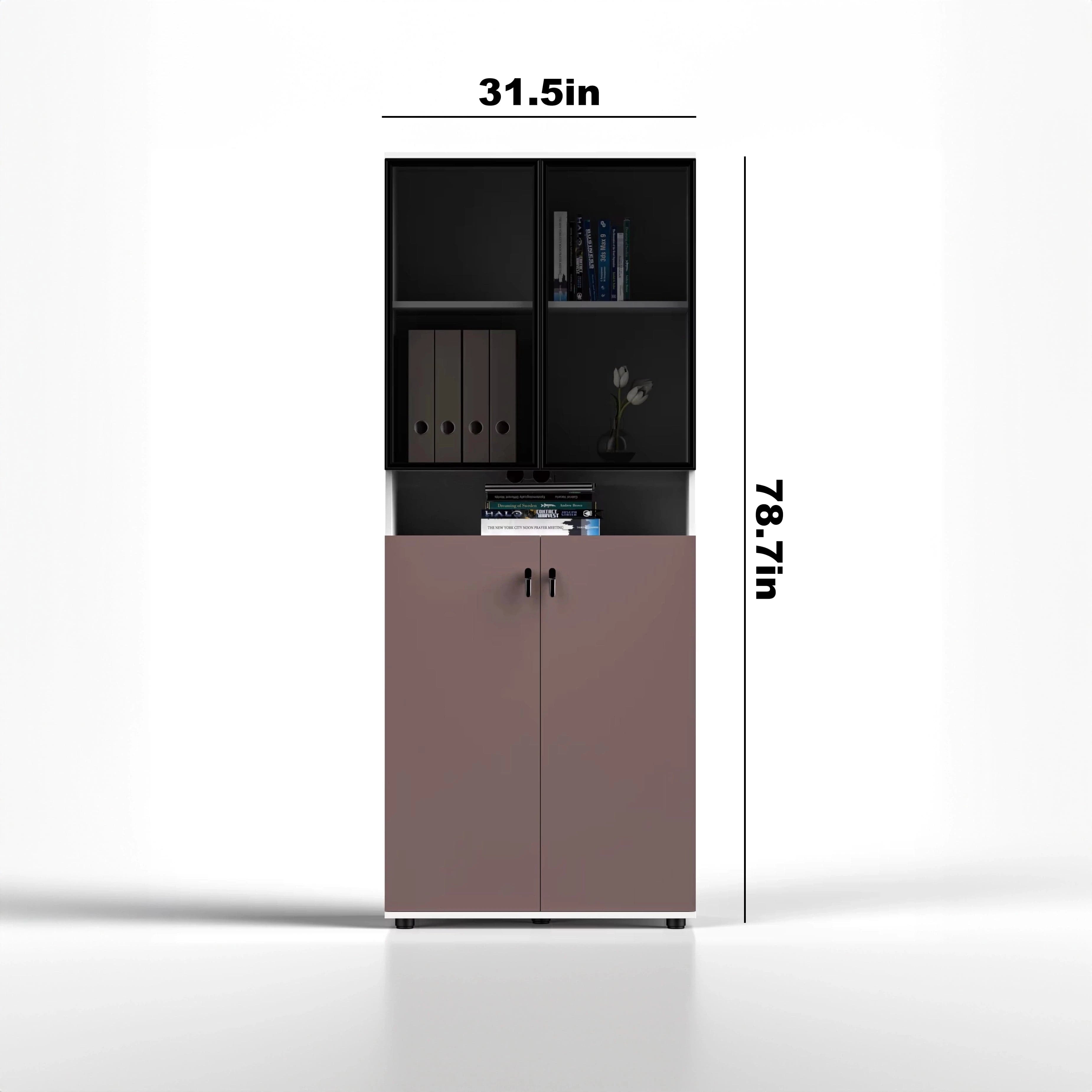 Tosca ยท Office Cabinet w/ Glass Panel Display Shelves