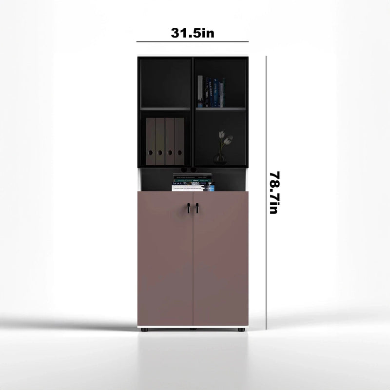 Tosca ยท Office Cabinet w/ Glass Panel Display Shelves