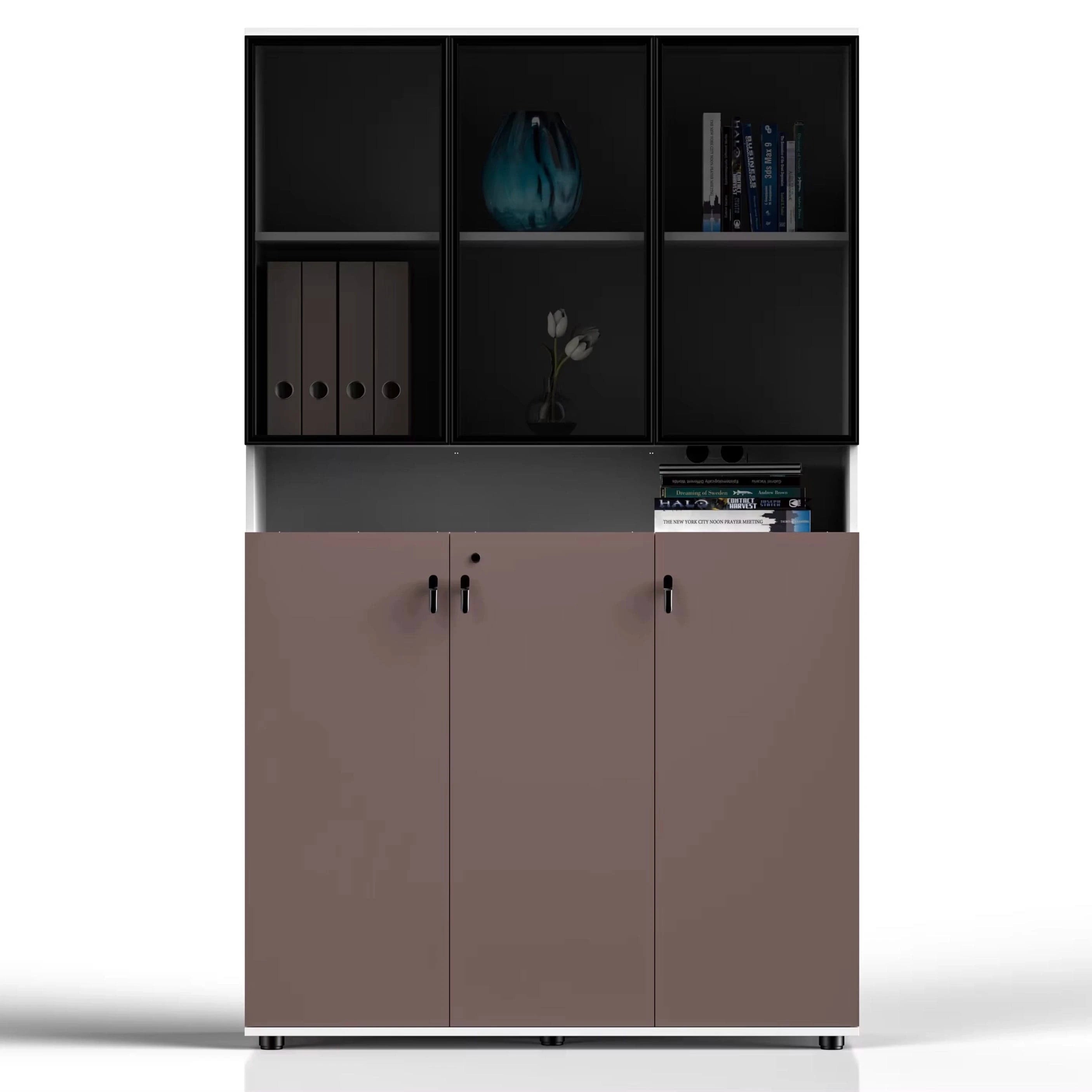Tosca ยท Office Cabinet w/ Glass Panel Display Shelves