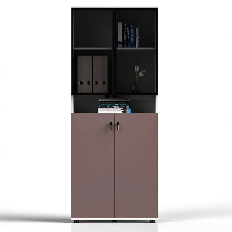 Tosca ยท Office Cabinet w/ Glass Panel Display Shelves