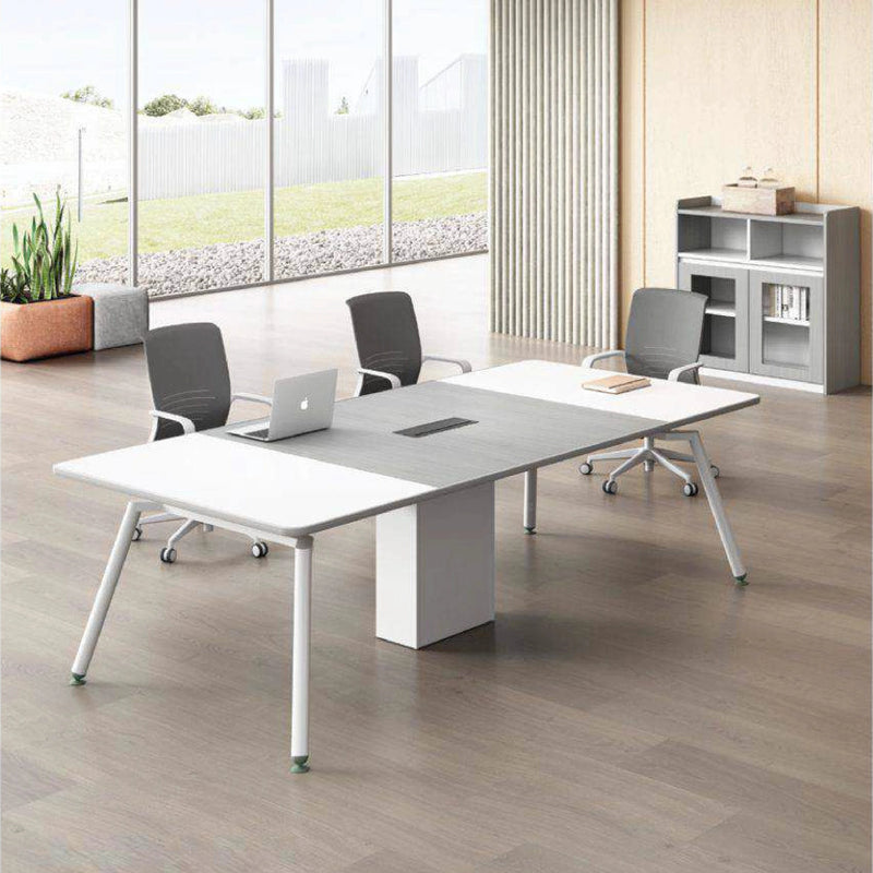 Mesa de conferencias redonda gris Tundra de 8 a 9 pies con acabado laminado | AF Chroma Pastel Gray JY-SH