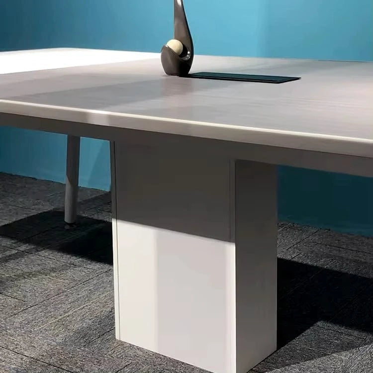 Mesa de conferencias redonda gris Tundra de 8 a 9 pies con acabado laminado | AF Chroma Pastel Gray JY-SH