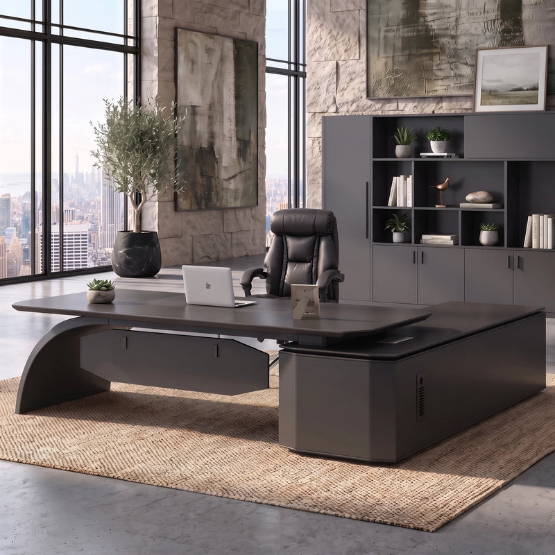 Ventura desk, other return, in a stone tower office