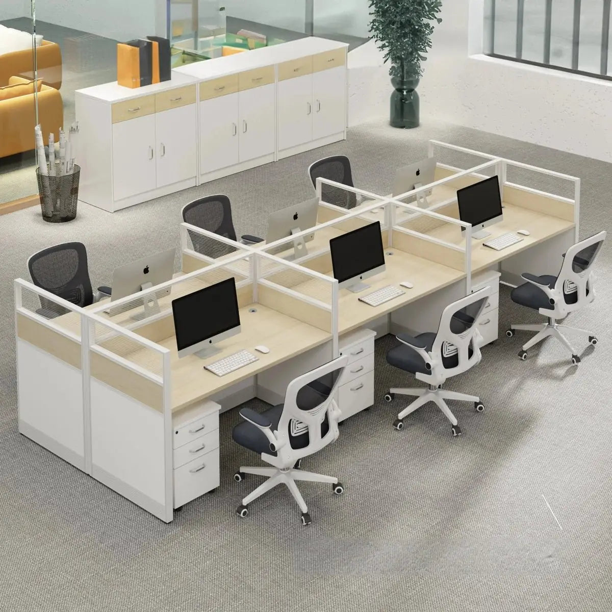 Open-plan workstations sized to a floor plate