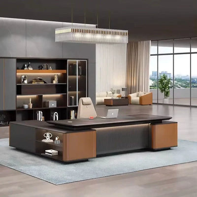 Royal Knight Collection: Bold Brown, Black & Hints of Orange Executive Furniture