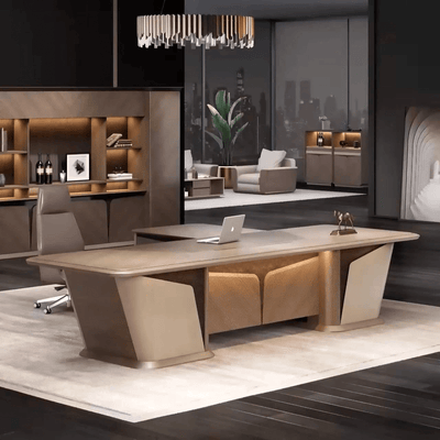 Royal Luxury Collection: Glossy Beige Executive Furniture