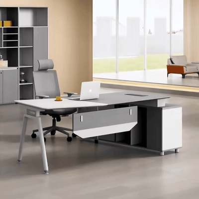 Pastel Gray Collection: Soft Gray & White Executive Furniture
