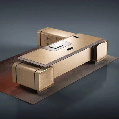 Merceli Gold Collection: Luxurious Light Gold & Stone-Like Executive Furniture
