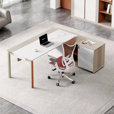Aphrodite Collection: Graceful White & Beige Executive Furniture