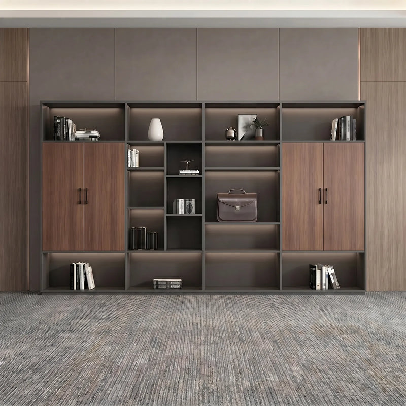 August · Office Shelves w/ Integrated Lighting & Storage