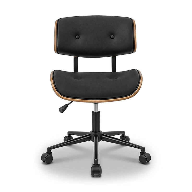Fenby mid-century modern office chair in black, front view